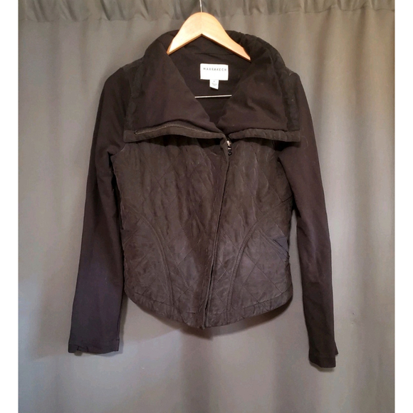 Anthropologie Marrakech Jacket Womens Quilted Moto Zip Size Medium Black - Picture 7 of 13